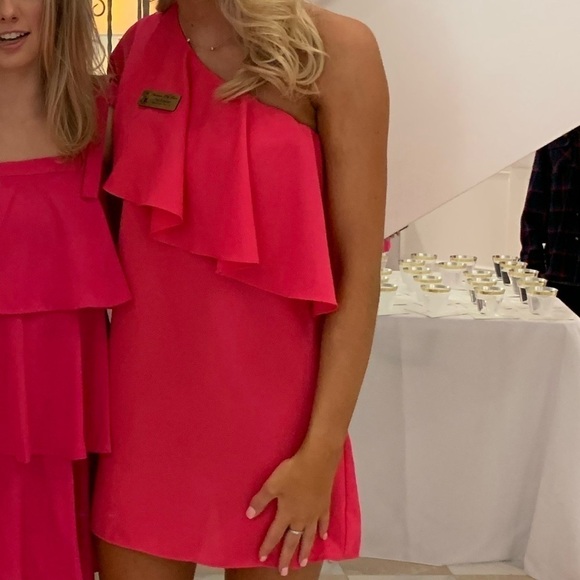 Boohoo Dresses & Skirts - Hot pink one shoulder mini dress 6